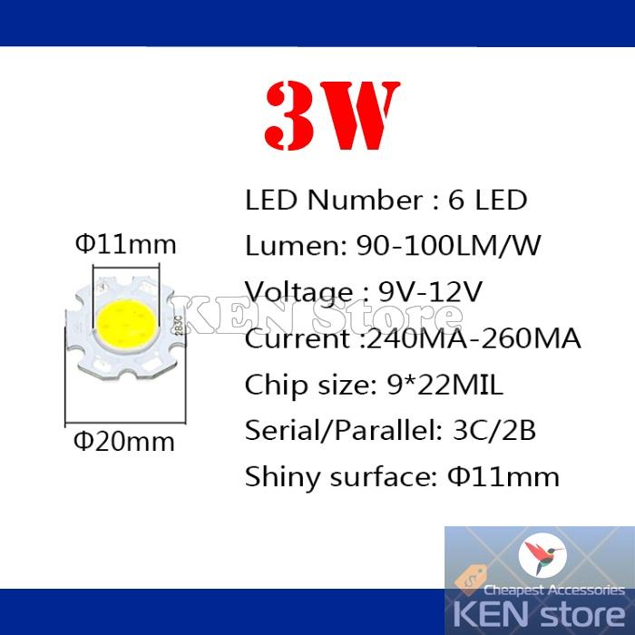 Bóng led, nhân led, chip led 3W 5W 7W 10W đường kính 20mm