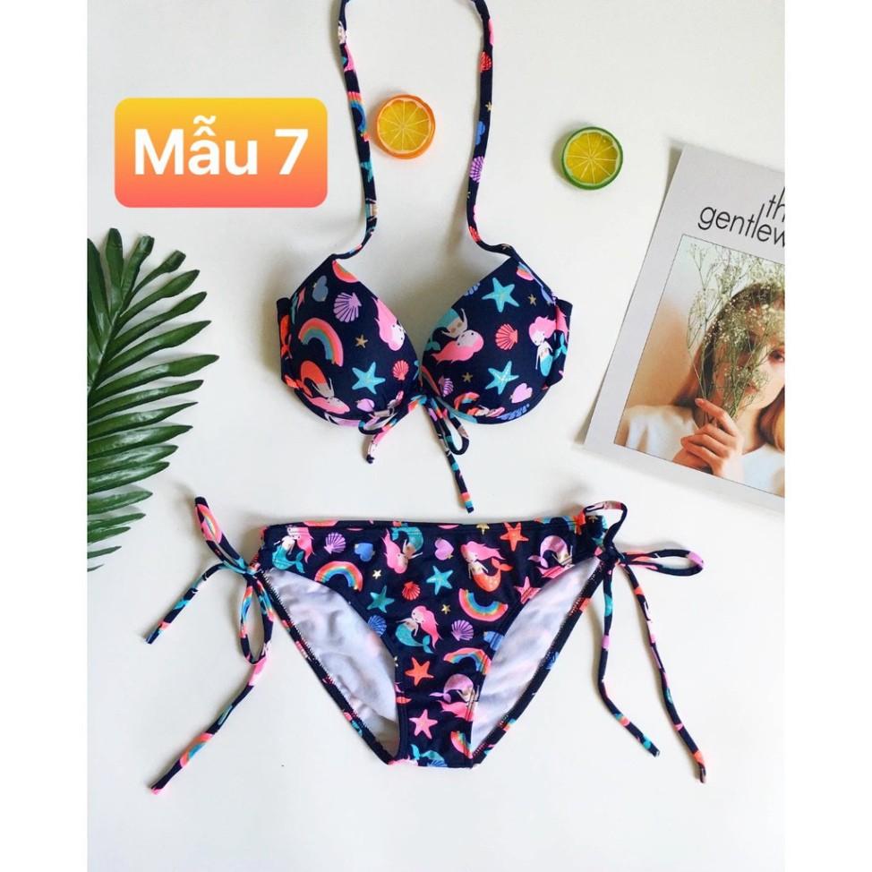 Bikini áo ngực quần chip cột nơ cam đất (9 màu)