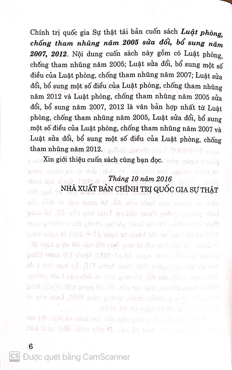 Luật phòng, chống tham nhũng năm 2005 ( sửa đổi , bổ sung năm 2007, 2012)