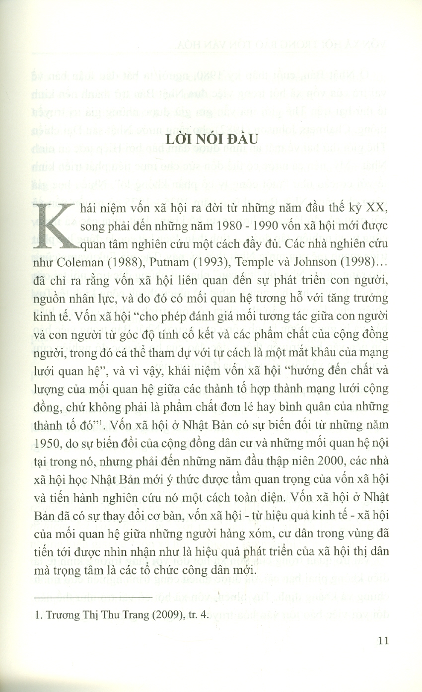 Vốn Xã Hội Trong Bảo Tồn Văn Hóa Truyền Thống ở Nhật Bản Và Quốc - Kinh Nghiệm Đối Với Việt Nam (Sách chuyên khảo)