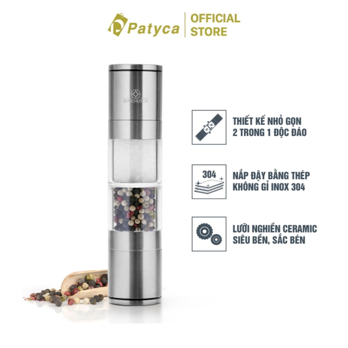 Dụng Cụ Xay Tiêu 2 Trong 1 Benchusch - Mini