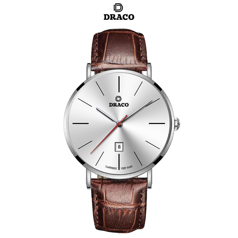 Đồng Hồ Nam DRACO Sang Trọng D21-ST02 “Classic Boy” Trắng Da Nâu