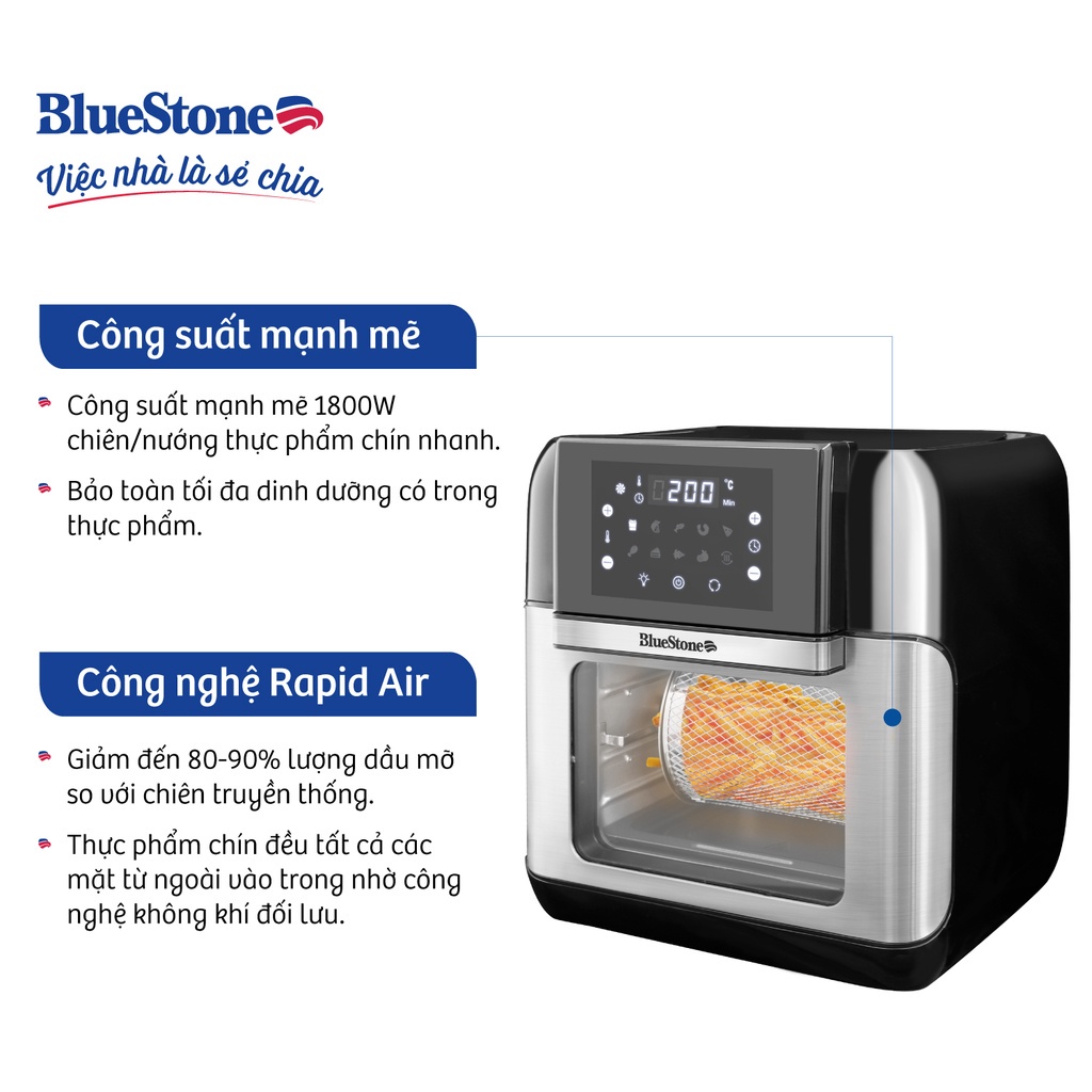 Nồi Chiên Không Dầu Điện Tử Bluestone AFB-5888, Dung Tích 10Lit, Hàng Chính Hãng