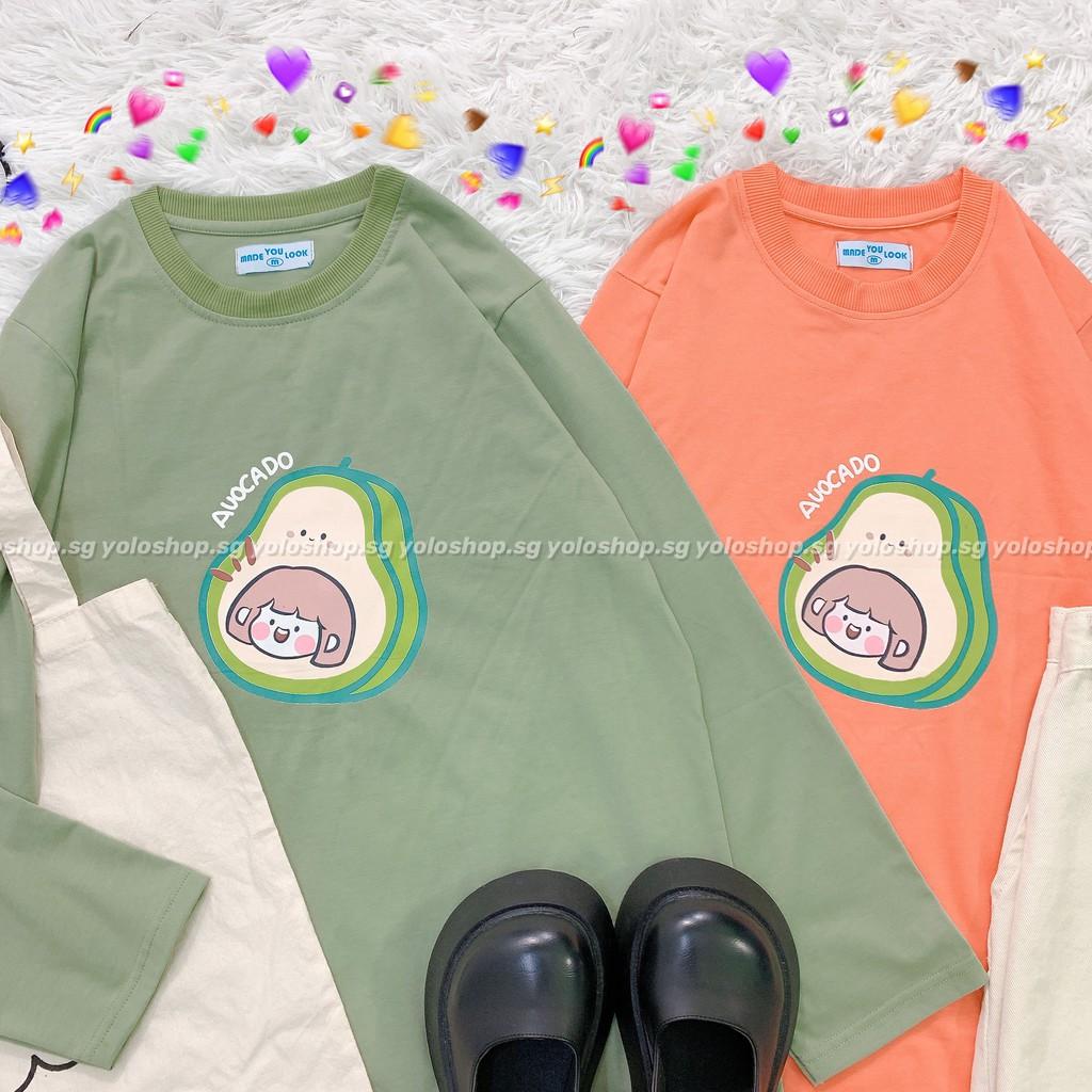 Áo thun tay dài TRÁI BƠ AVOCADO phông Unisex nam nữ tee oversize form rộng pull Ulzzang Streetwear thu đông vải mềm