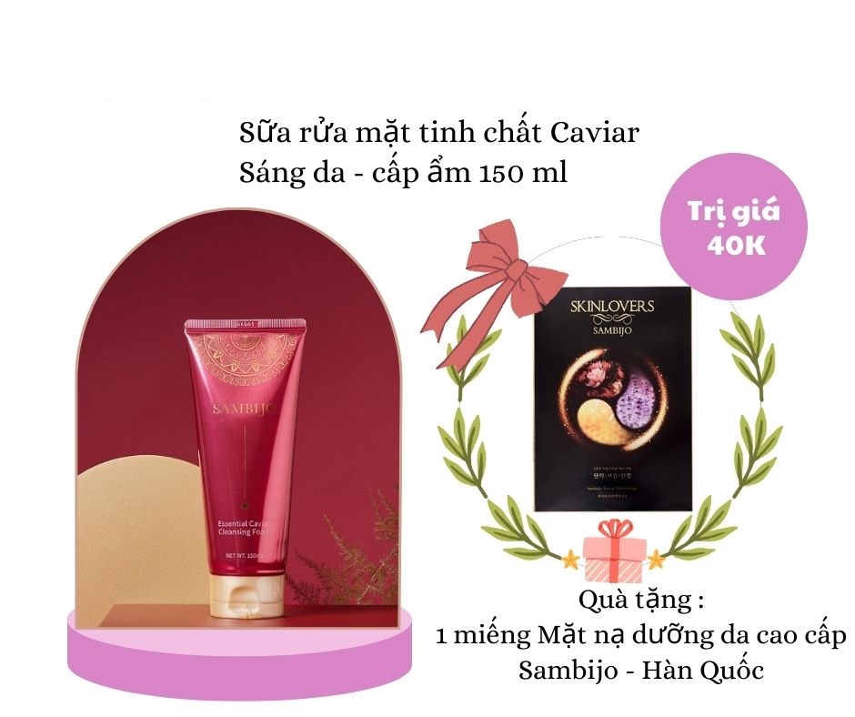 [Tặng mặt nạ] Sữa rửa mặt Skinlovers Sambijo tạo bọt tinh chất Caviar 150ML