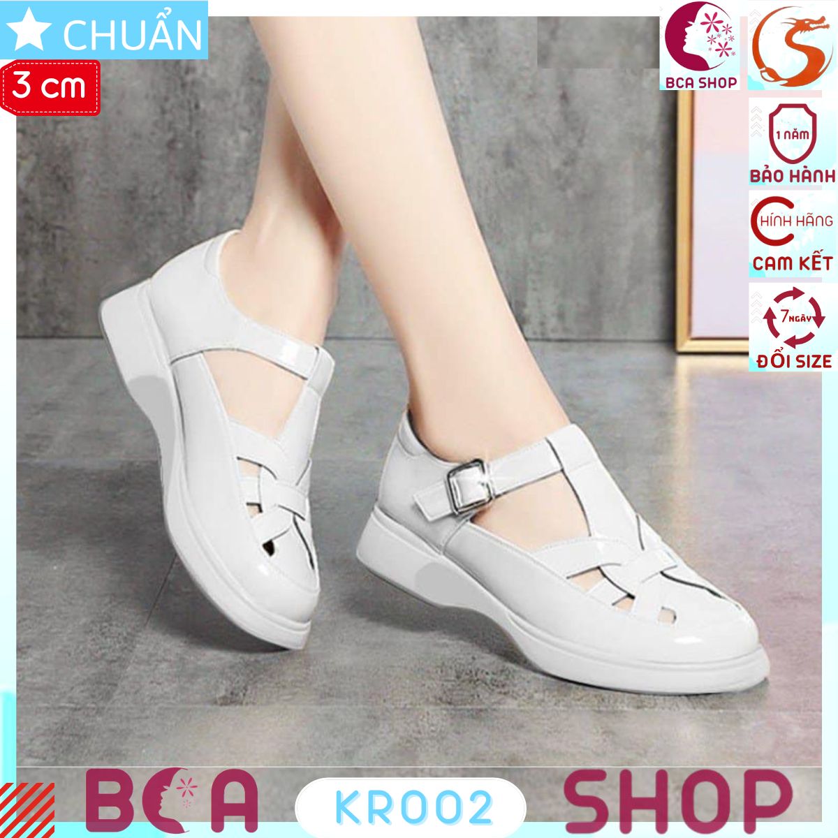 Giày bé gái màu trắng 3p KRO02 kiểu dáng xinh xắn, có thể để bé mang cùng quần jeans, legging và váy đều đáng yêu