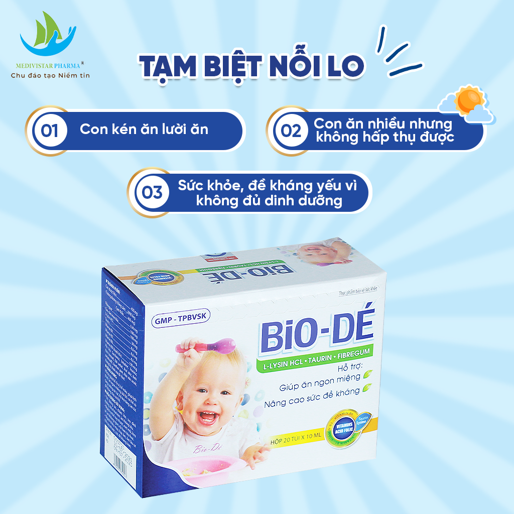 Combo 2 Hộp Siro BIODÉ Dành Cho Trẻ Biếng Ăn Giúp Kích Thích Ăn Ngon, Bổ Máu Và Tăng Cường Sức Đề Kháng, Tiêu Hóa Tốt 20 Túi/Hộp