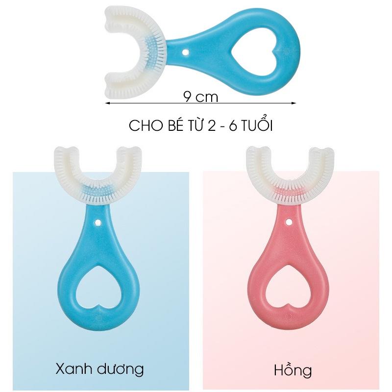 Bàn chải đánh răng cho bé kiểu chữ U chất liệu silicon chịu được lực cắn, cho bé từ 2-6 tuổi