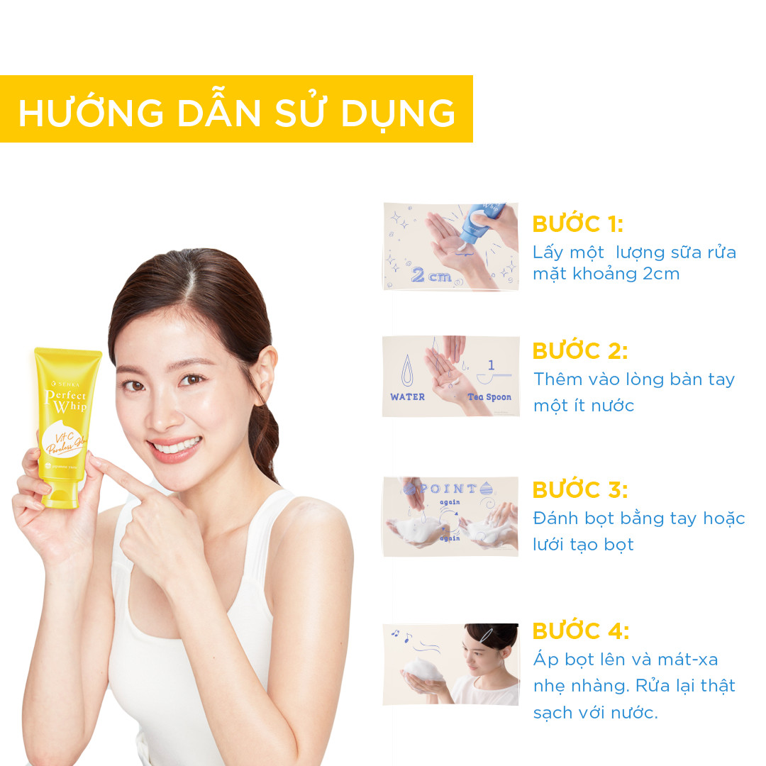 Combo 2 Sữa Rửa Mặt Vit C Dưỡng Sáng Mờ Thâm Senka 100gx2