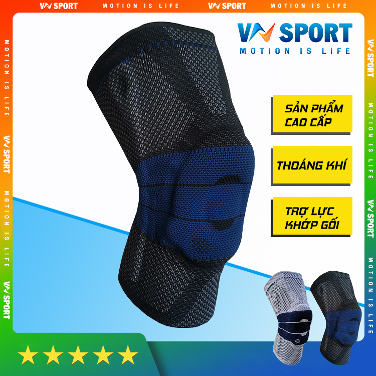 Băng Bảo Vệ Khớp Đầu Gối 360 Vnsport - Vn019 Pro - Knee Support 360 Vn019 Professional. Độc Quyền Tại Vnsport - Hàng Cao Cấp Chính Hãng 1 Chiếc - 1 Chiếc - Đen Xanh - M