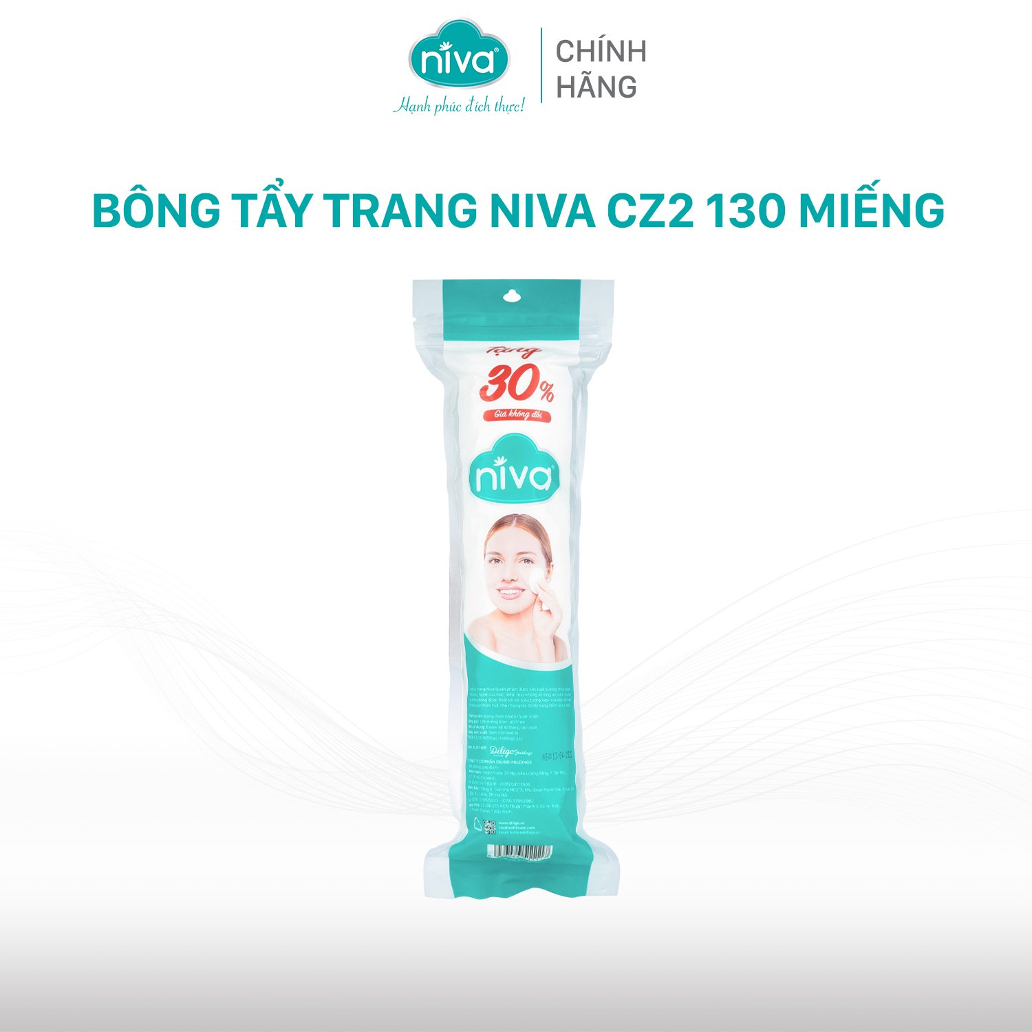 Túi 130 Miếng Bông Tẩy Trang Tròn NIVA Cao Cấp Cz2