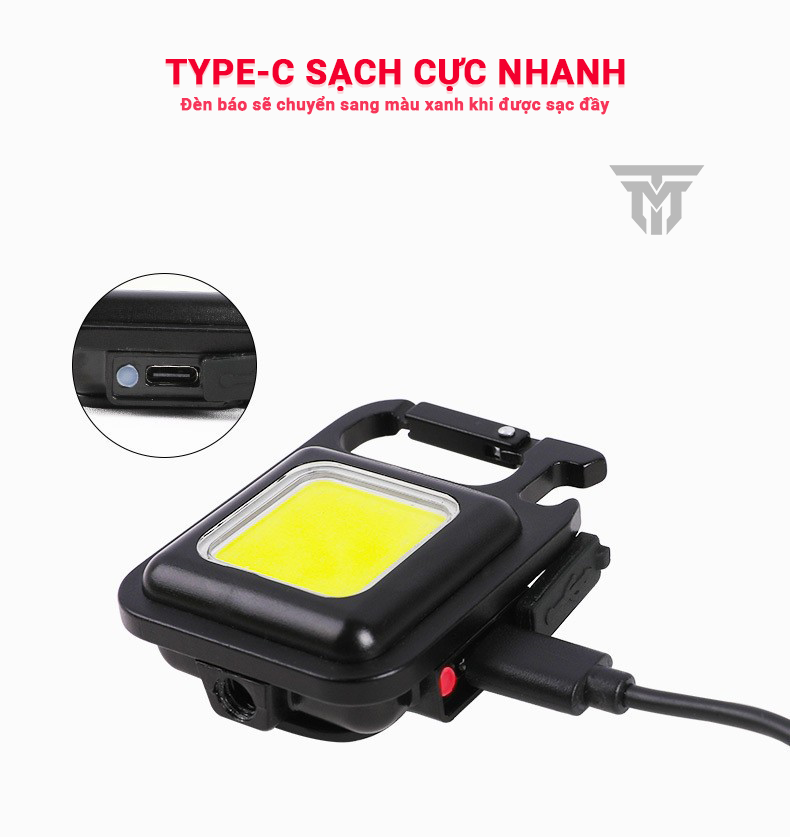 Đèn Led Mini Móc Khóa Teement - Đèn Pin Cob - Đèn Pin Dã Ngoại - Sạc Usb Tiện Dụng - Hàng Chính Hãng