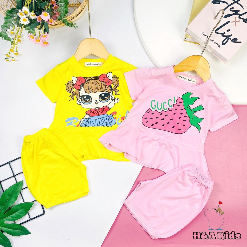 Bộ ngắn tay lai bèo quần đùi thun lạnh bé gái Minky Mom cho bé từ 7-32kg - HÀNG CHUẨN LOẠI 1