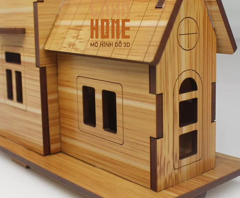 Lắp ráp mô hình gỗ 3D ngôi nhà tuổi thơ Cối xay gió phát triển trí thông minh sáng tạo của bé