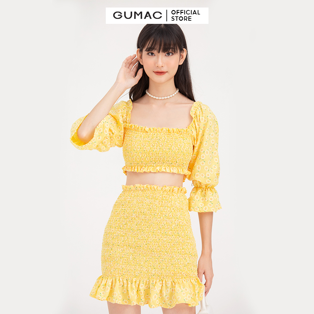 Chân váy ngắn chạy smocking GUMAC VB783