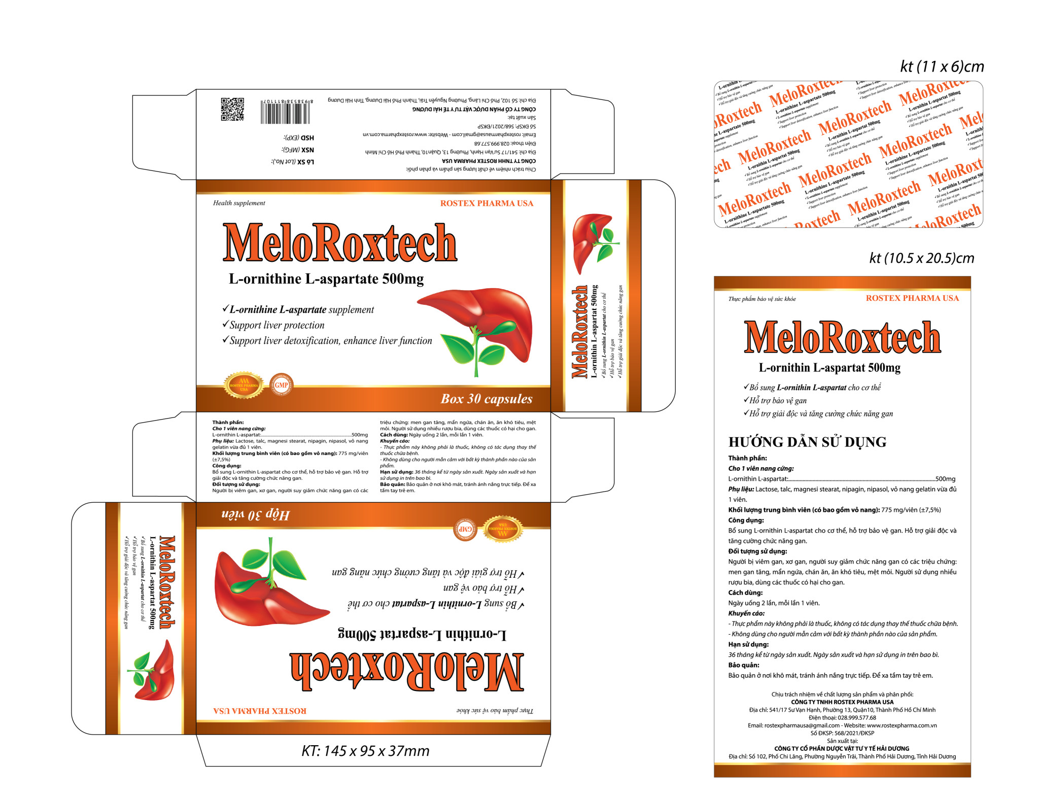 Meloroxtech L-ornithine L-aspartat giảm men gan, xơ gan, gan nhiễm mỡ - 30 viên