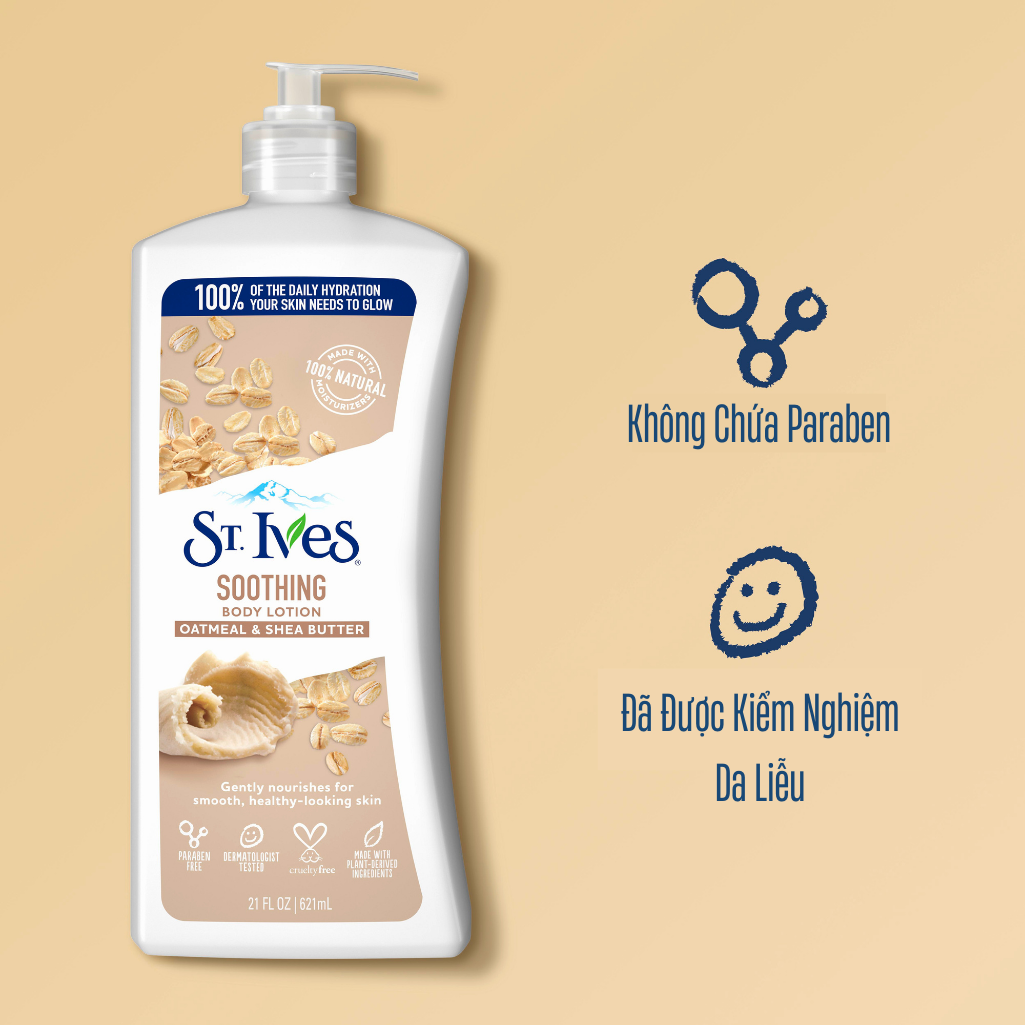 Sữa dưỡng thể Lúa Mạch và Bơ St.Ives Soothing Oatmeal & Shea butter body lotion 621ml