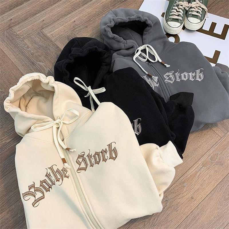 Hình ảnh Áo Khoác Hoodie Nỉ Chữ Logo Thêu Stob Form Unisex Nón 2 Lớp, Áo khoác 70kg logo thêu chữ, Áo khoác nỉ nam nữ form thụng chất nỉ cotton dày dặn