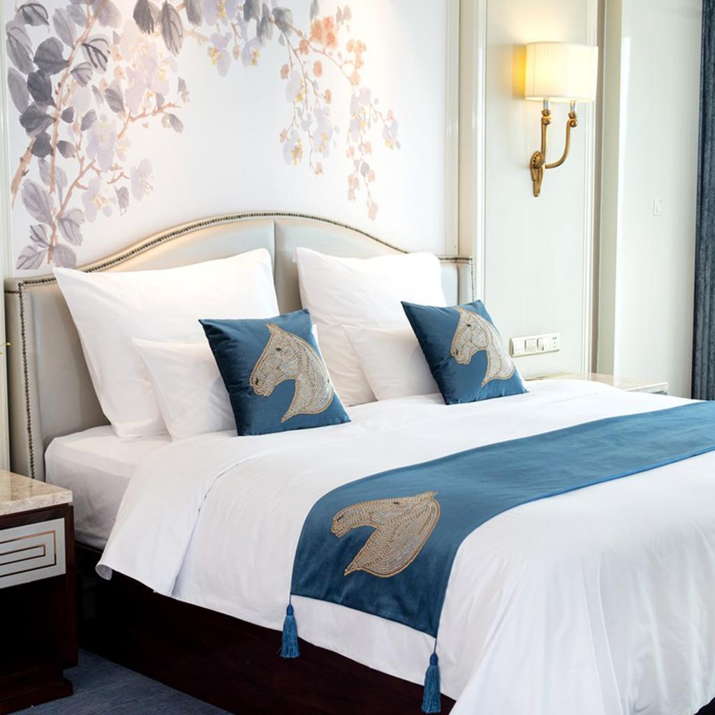 Bed Runner Decorative Bed Scarf Light Blue
