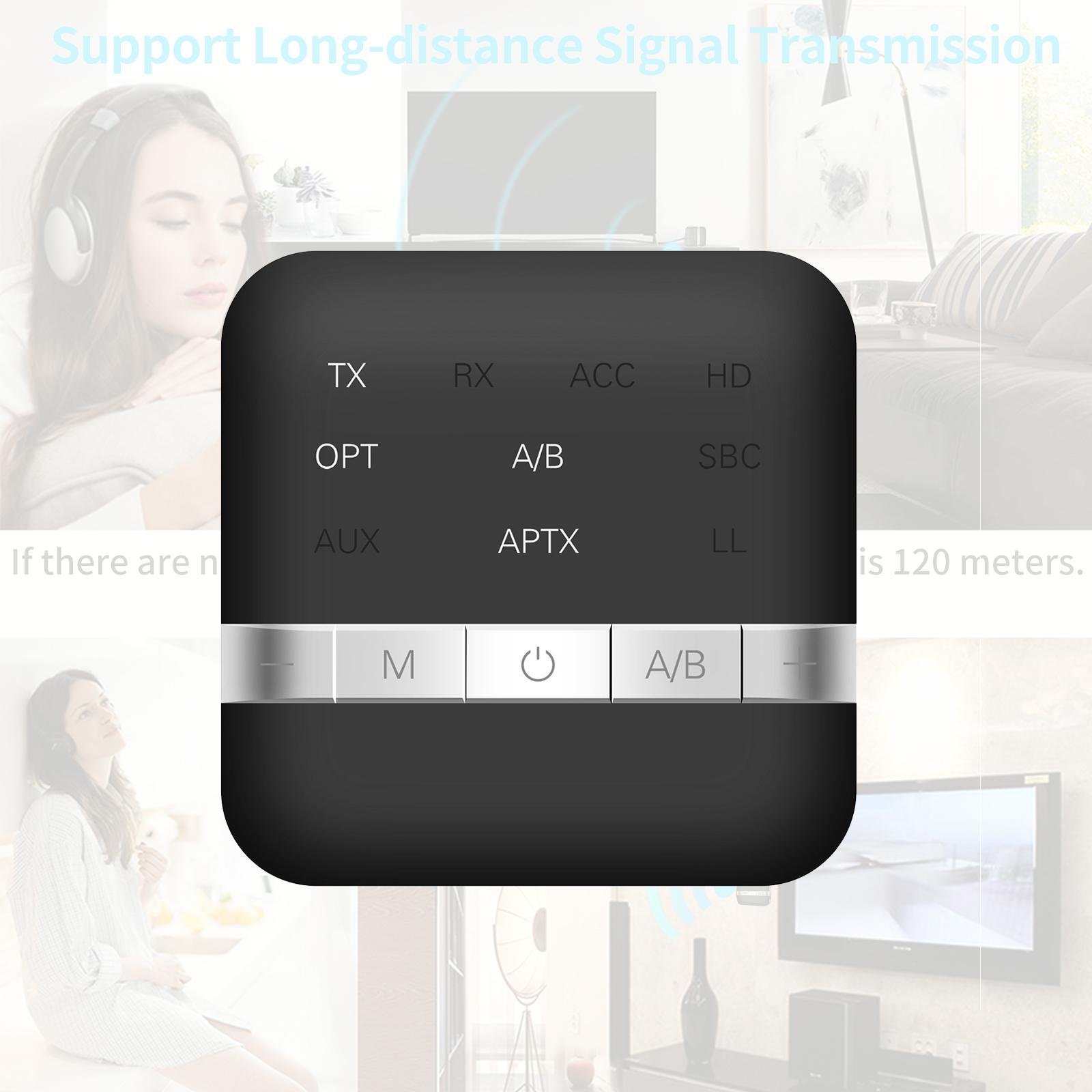Bluetooth 5.0 Transmitter & Receiver Optical Audio Adapter Low Latency Black