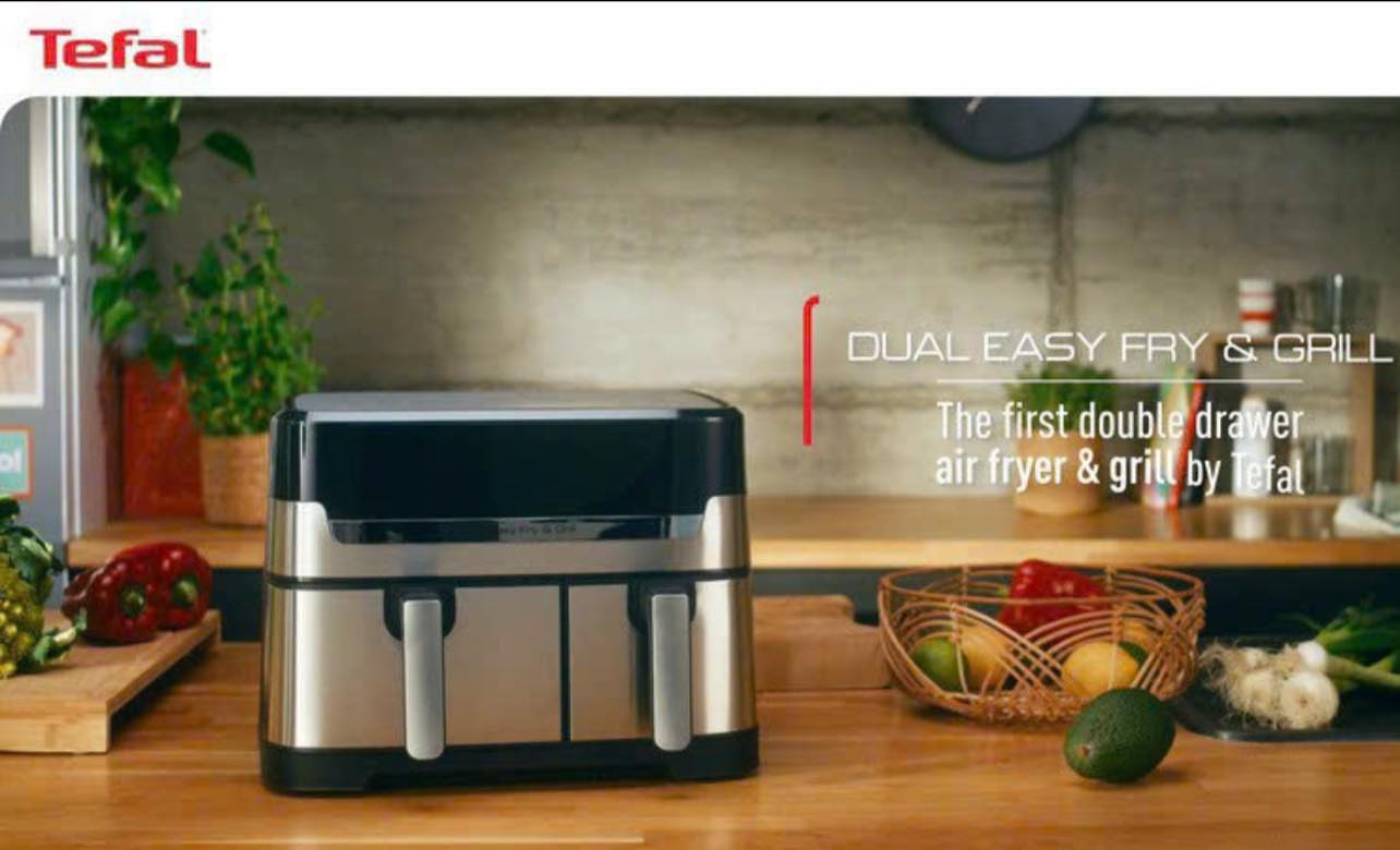 Nồi chiên không dầu điện tử Tefal Dual Easy Fry &amp; Grill EY905D10 - 8.3L Hàng chính hãng
