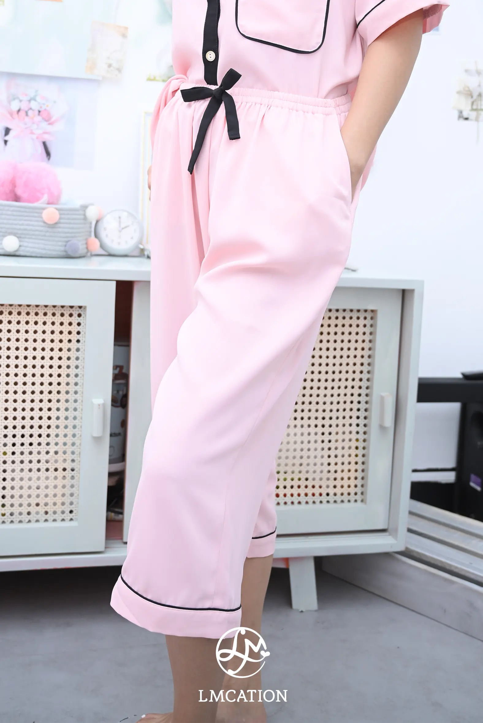 Quần lửng pijama LMcation Alia - Màu hồng phấn