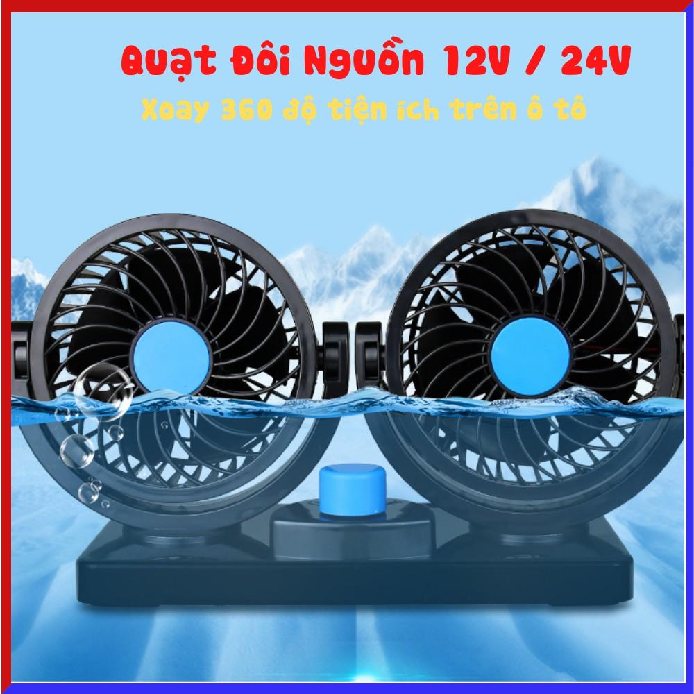 Quạt đôi mini trên xe ô tô  12V-24V