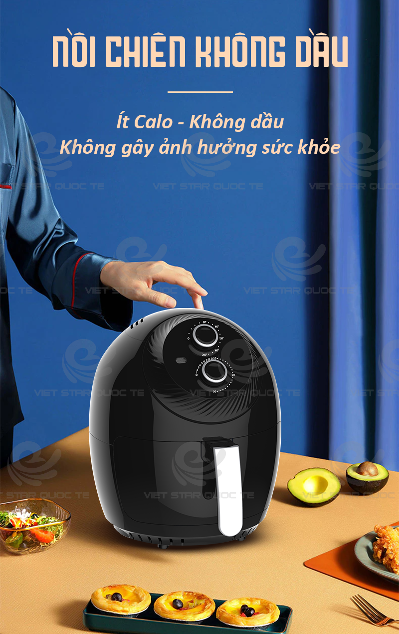 Nồi Chiên Không Dầu Dung Tích 3.5L, Công Suất 1400W, Chuyên Dùng Chiên, Nướng An Toàn Cho Sức Khỏe - Hàng Chính Hãng