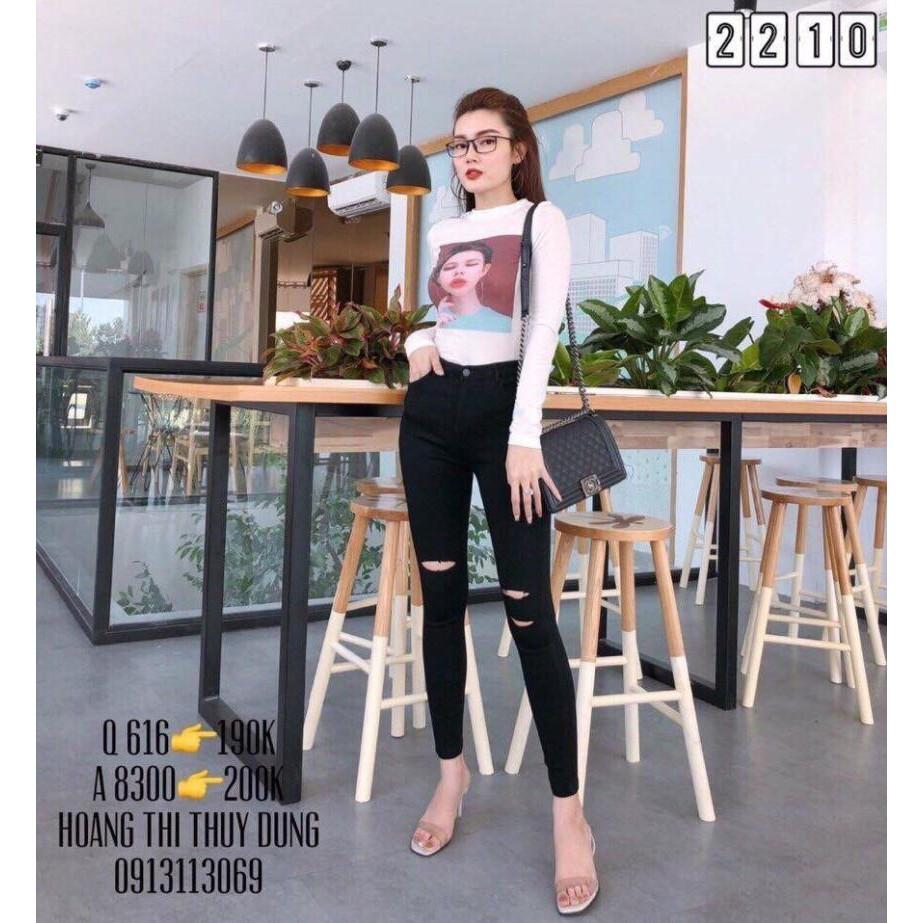 Quần jean nữ rách gối thời trang