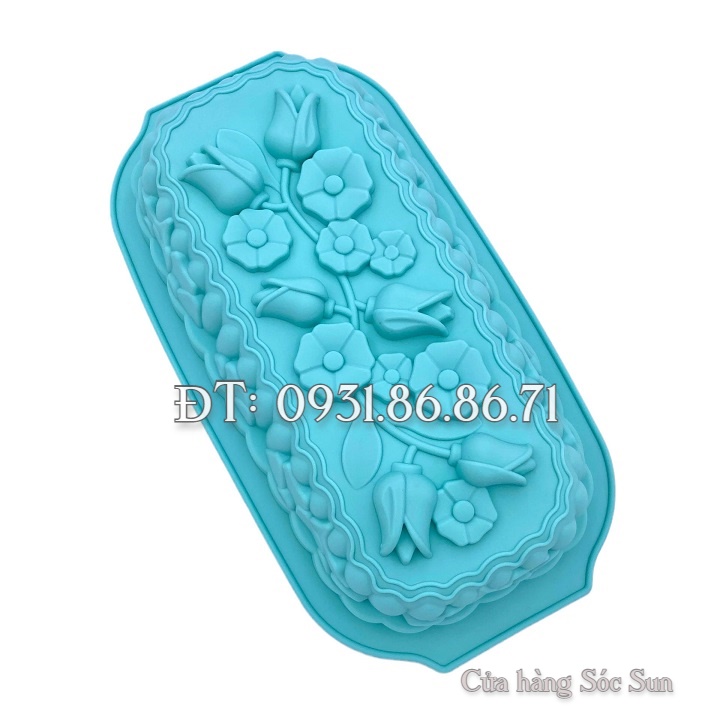 Khuôn silicon hình chữ nhật các loại hoa loại 32 cm - Mã số 1127