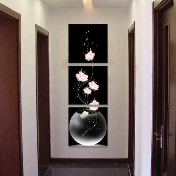 Tranh Canvas treo tường nghệ thuật | Bộ 3 bức vuông| HLB_073