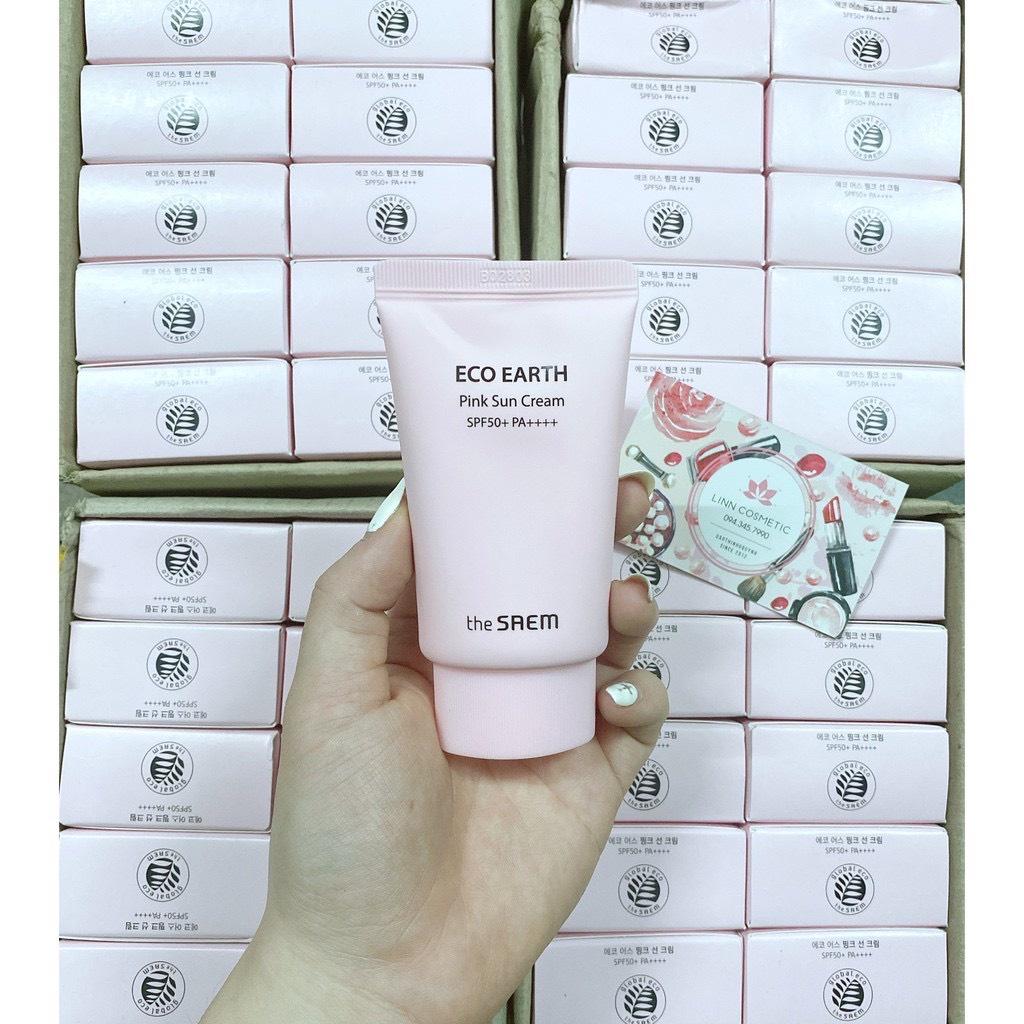 Kem Chống Nắng Kiềm Dầu, Nâng Tone Da Eco Earth Pink Sun Cream ++++
