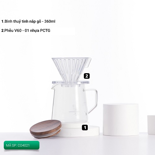 Bộ combo Gift Set pha cà phê V60 01 hiện đại CAFE DE KONA