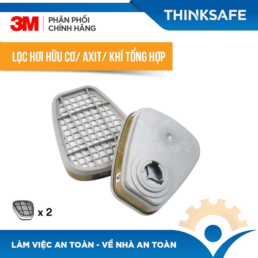 Phin lọc 3M 6006 - phin lọc hơi hóa chất hữu cơ - Axit Chuyên dùng cho mặt nạ 3M 6200, 3M 7502, 3M 6800