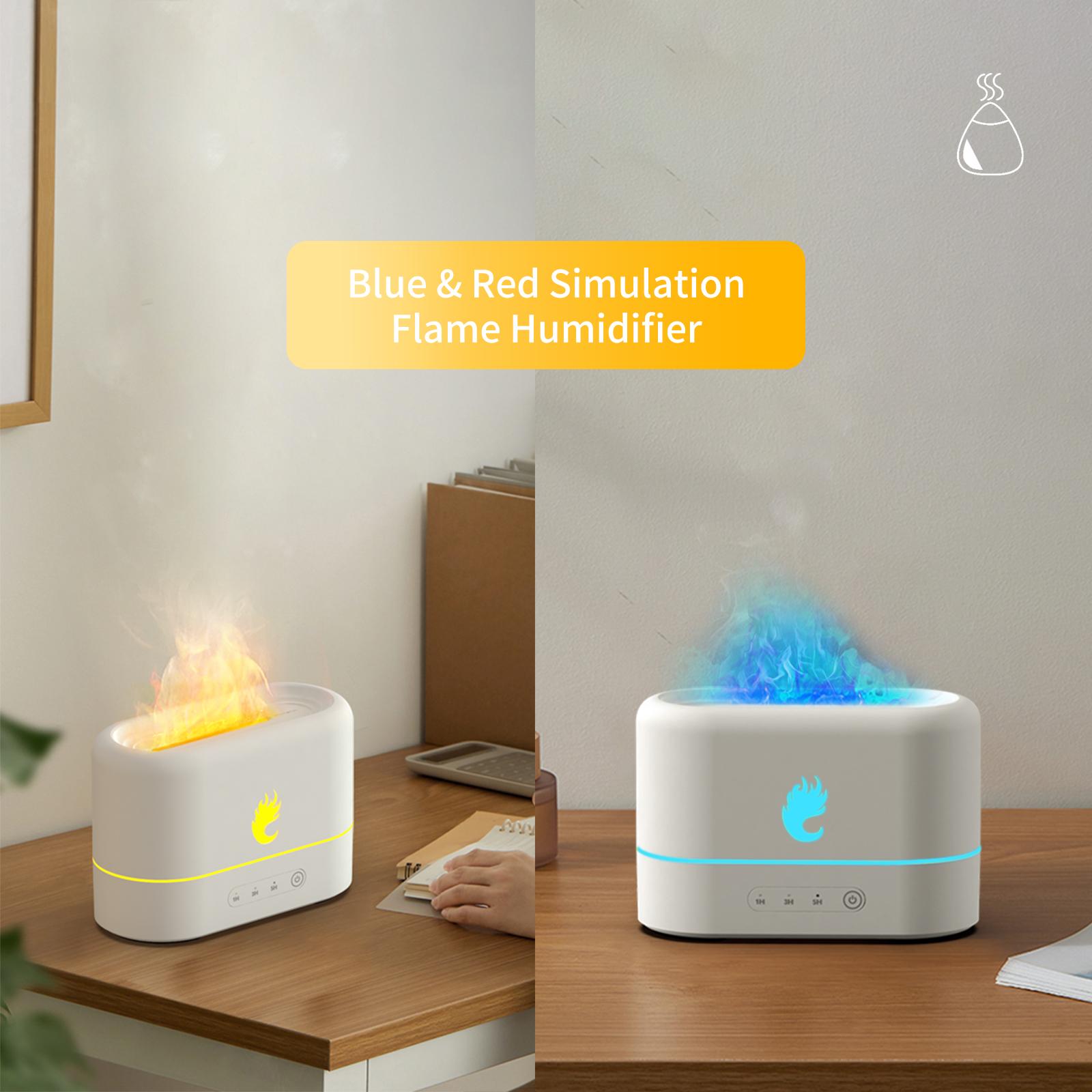 Máy phun tinh dầu mô phỏng ngọn lửa cung cấp độ ẩm, 2 mức sáng ánh sáng yên tĩnh làm mát phun nước sạc usb làm ẩm không khí