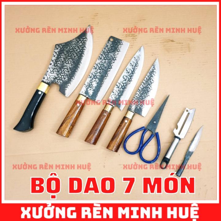 Dao Phúc Sen Bộ dao nhà bếp làm từ thép Nhíp xe cao cấp HÀNG RÈN THỦ CÔNG