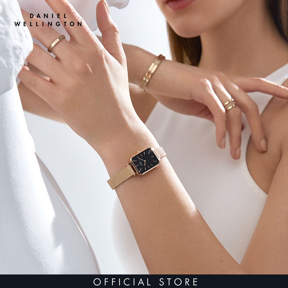 Combo Gift Nữ Daniel Wellington Đồng hồ Quadro Pressed Melrose DW00100432 + Vòng tay Classic Bracelet DW00400003