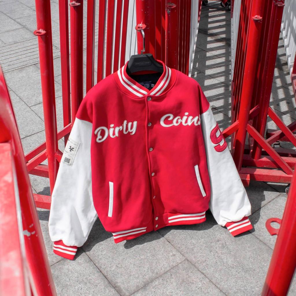 Áo Khoác áo bomber DCoins Embroidered Varsity Jacket Red Nam Kun Shop