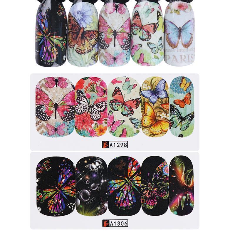 Set 12 Sticker Nước Hình Bướm Full Móng