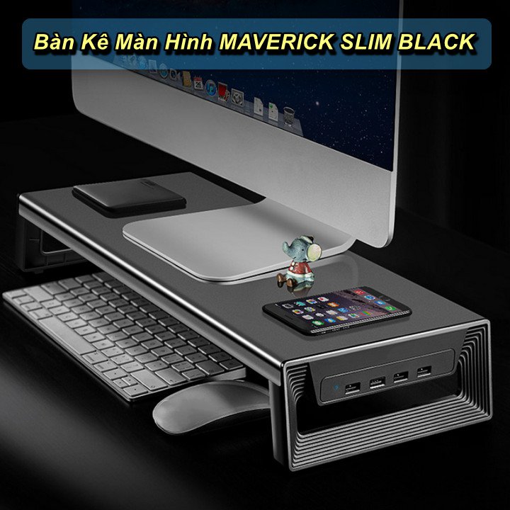 Bàn Kê Màn Hình SLIM BLACK 4 Cổng USB - Home and Garden