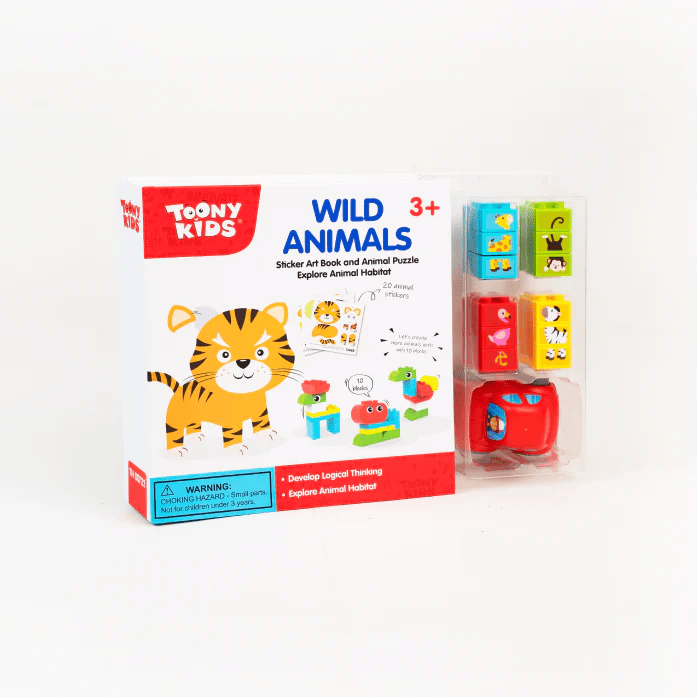 Đồ Chơi Combo Sách Bóc Dán Và Lắp Ráp Động Vật TOONYKIDS - Đồ Chơi Thông Minh Cho Bé - Wild Animal TN00722