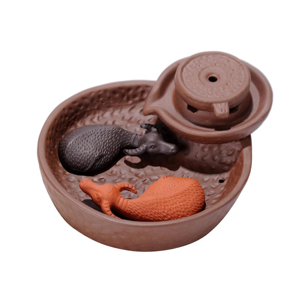 Incense Burner Backflow Censer Holder With 70pcs Sandalwood Incense Cones
