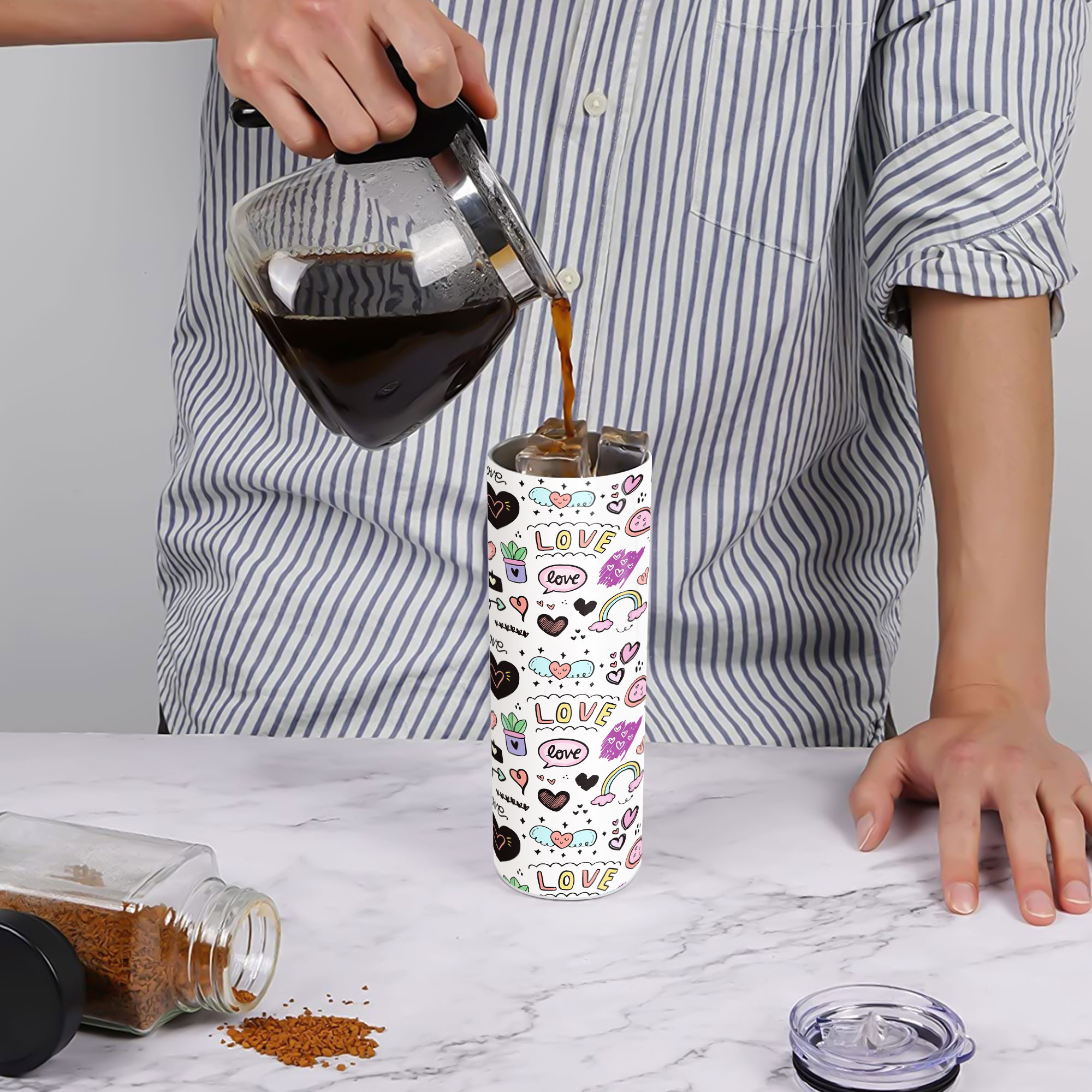 Bình nước giữ nhiệt họa tiết độc đáo - Ly giữ nhiệt - Bình Nước Giữ Nhiệt SUS304 - 600ml