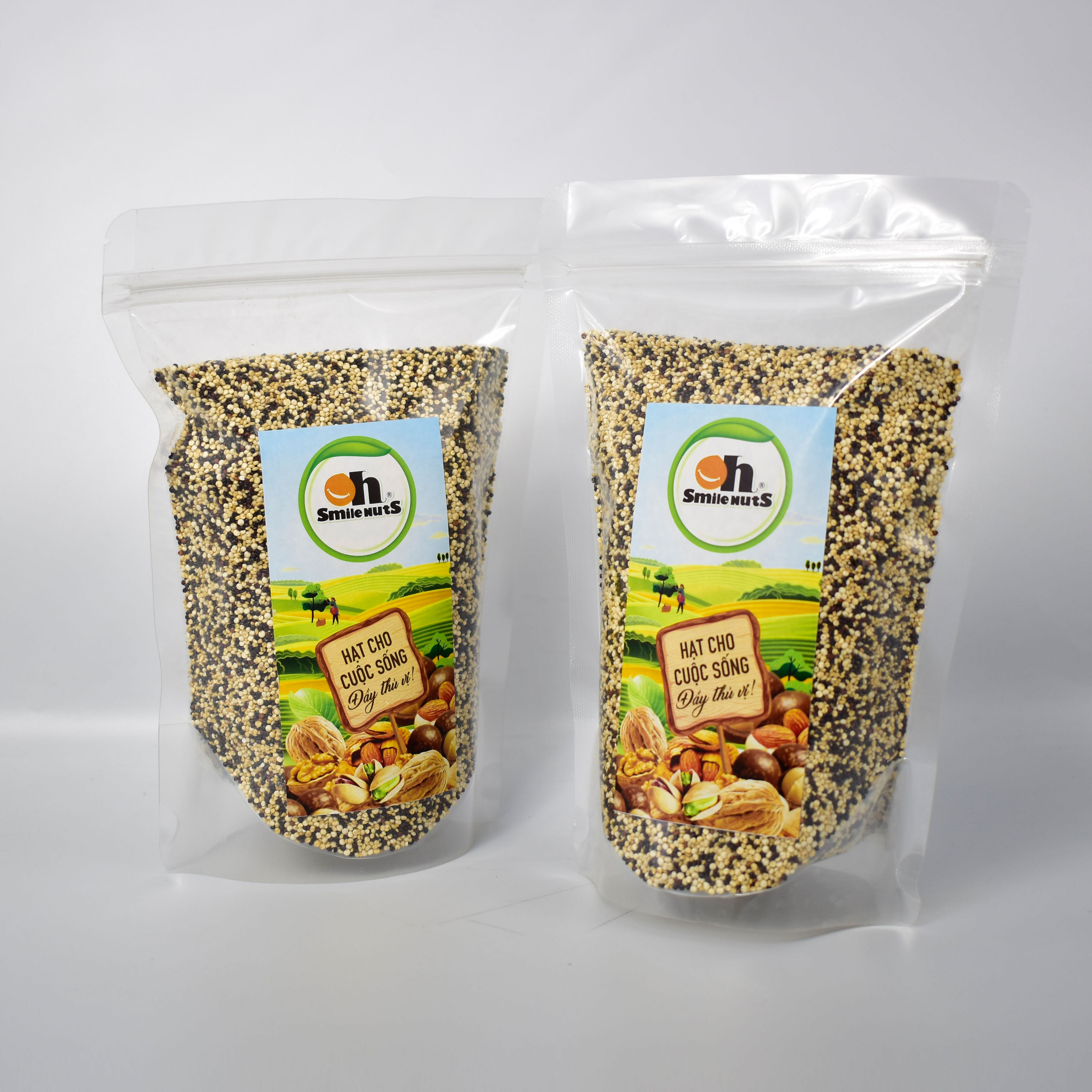 Hạt Quinoa (Diêm mạch) mix 3 màu SMILENUTS túi 500g - Nhập khẩu từ Peru gồm quinoa trắng, quinoa đỏ, quinoa đen