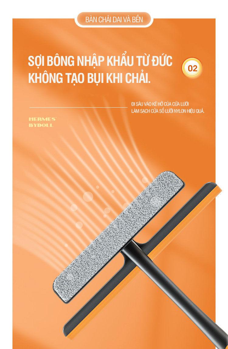 Cây Lau Kính Thông Minh 3in1 Đa Năng Mini Xoay 360 Độ Nhỏ Gọn Tiện Lợi Với Tay Cầm Chống Trơn Màu Cam
