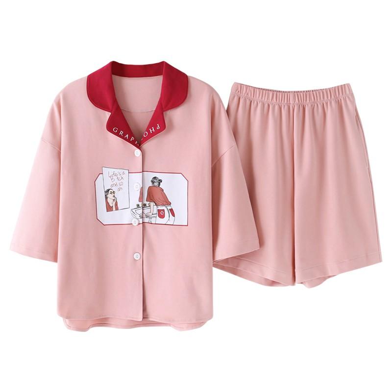 Đồ bộ mặc nhà Pijama quần đùi vải cotton 100% mềm mại và thoáng mát