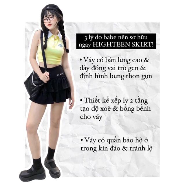 Chân váy tầng xoè xếp ly 2 tầng có quần bảo hộ (HIGHTEEN SKIRT