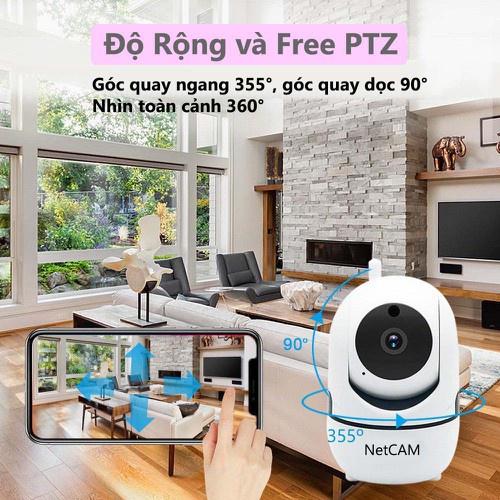 Camera IP WiFi NetCAM NR02, độ phân giải 3MP, Xoay 360 độ, Đàm thoại 2 chiều, Theo dõi chuyển động thông minh - Hàng chính hãng