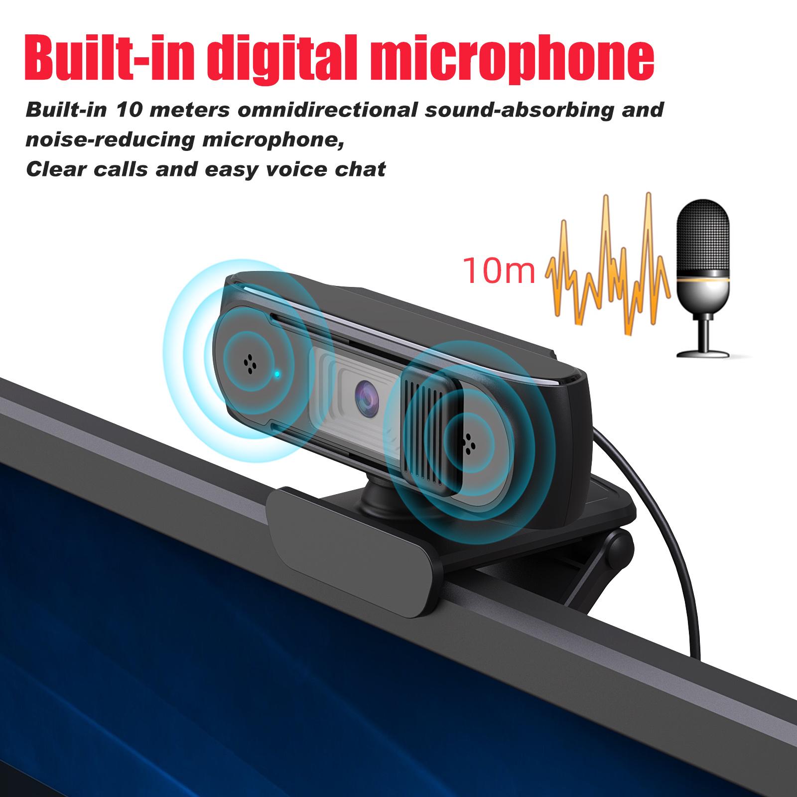 HXSJ S2 USB Webcam 2.5K FHD PC 5MP Webcam with AF Light Correction and Dual Mics for Video, Teaching with Privacy Cover