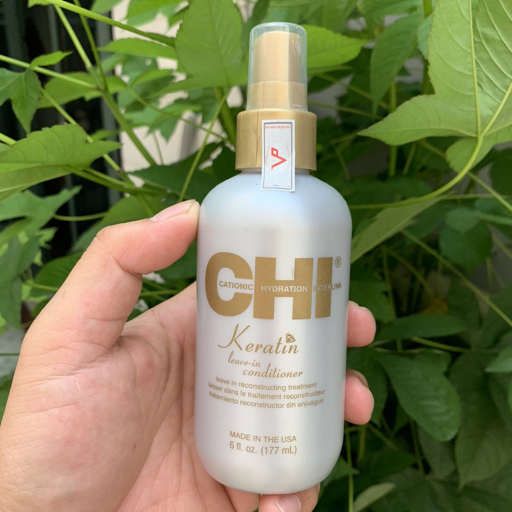 Xịt xả khô CHI Keratin Leave-In Conditioner cho tóc khô xơ hư tổn 177ml - Chính hãng Mỹ